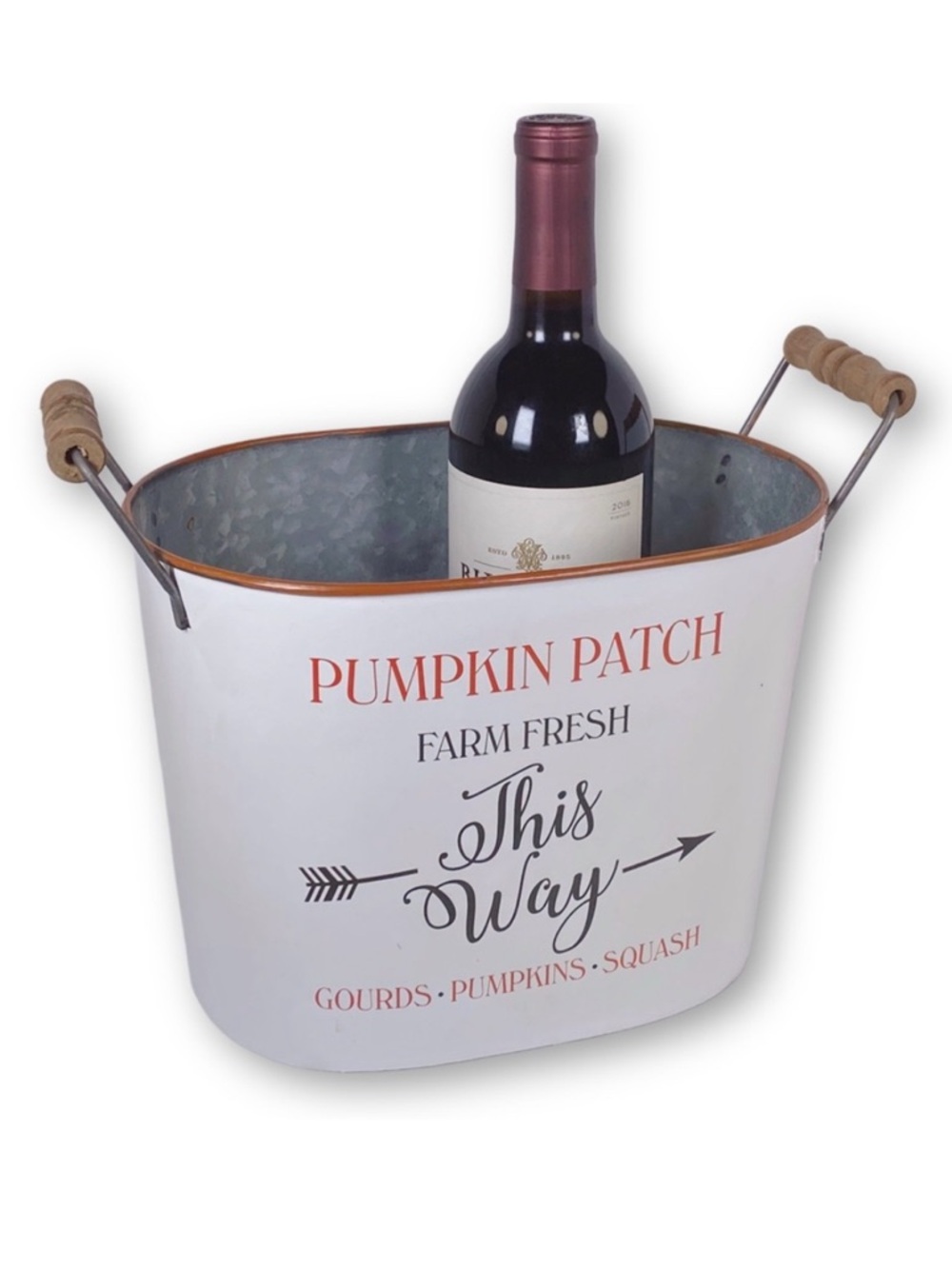 Vintage Metal Decorative Farm Fresh Pumpkin Patch Galvanized Beverage Bucket